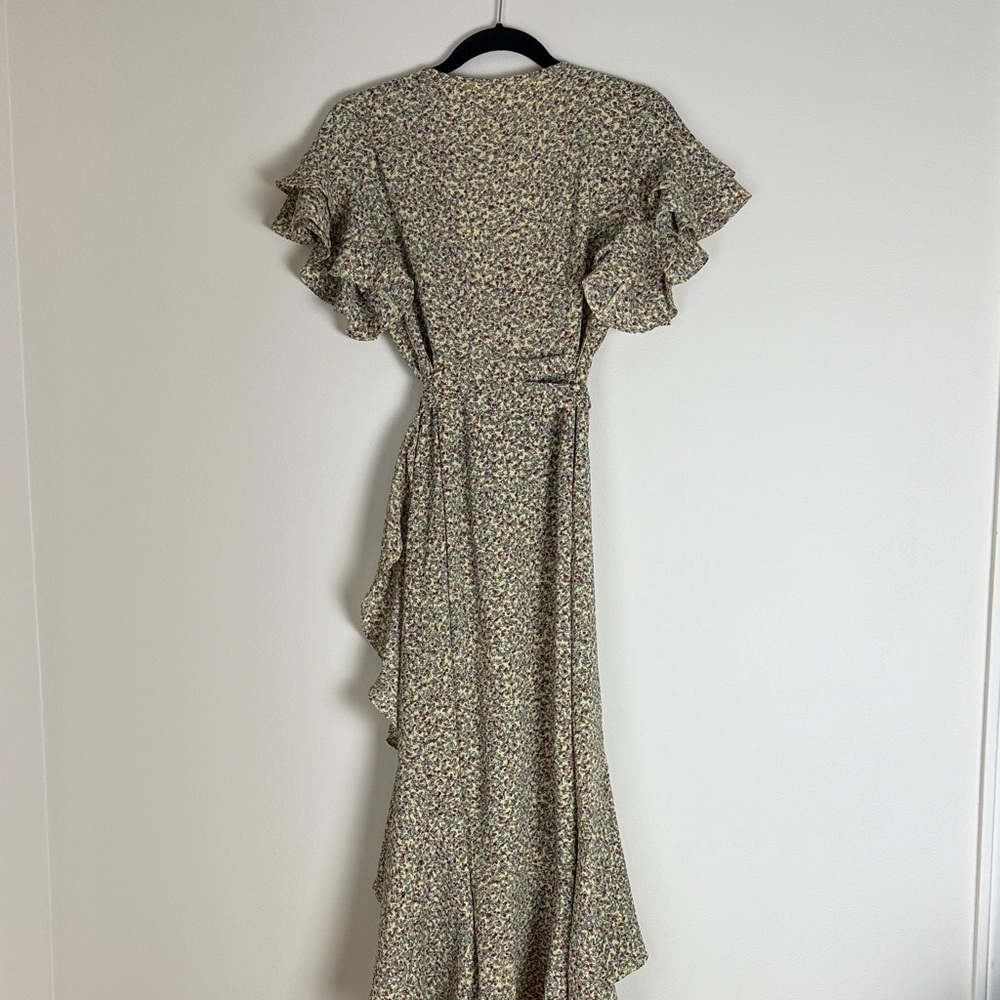 Max Studio Women's Yellow Red Floral High-Low Wrap Dress Size M - Picture 8 of 12